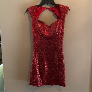 Red Sequined Cocktail Dress